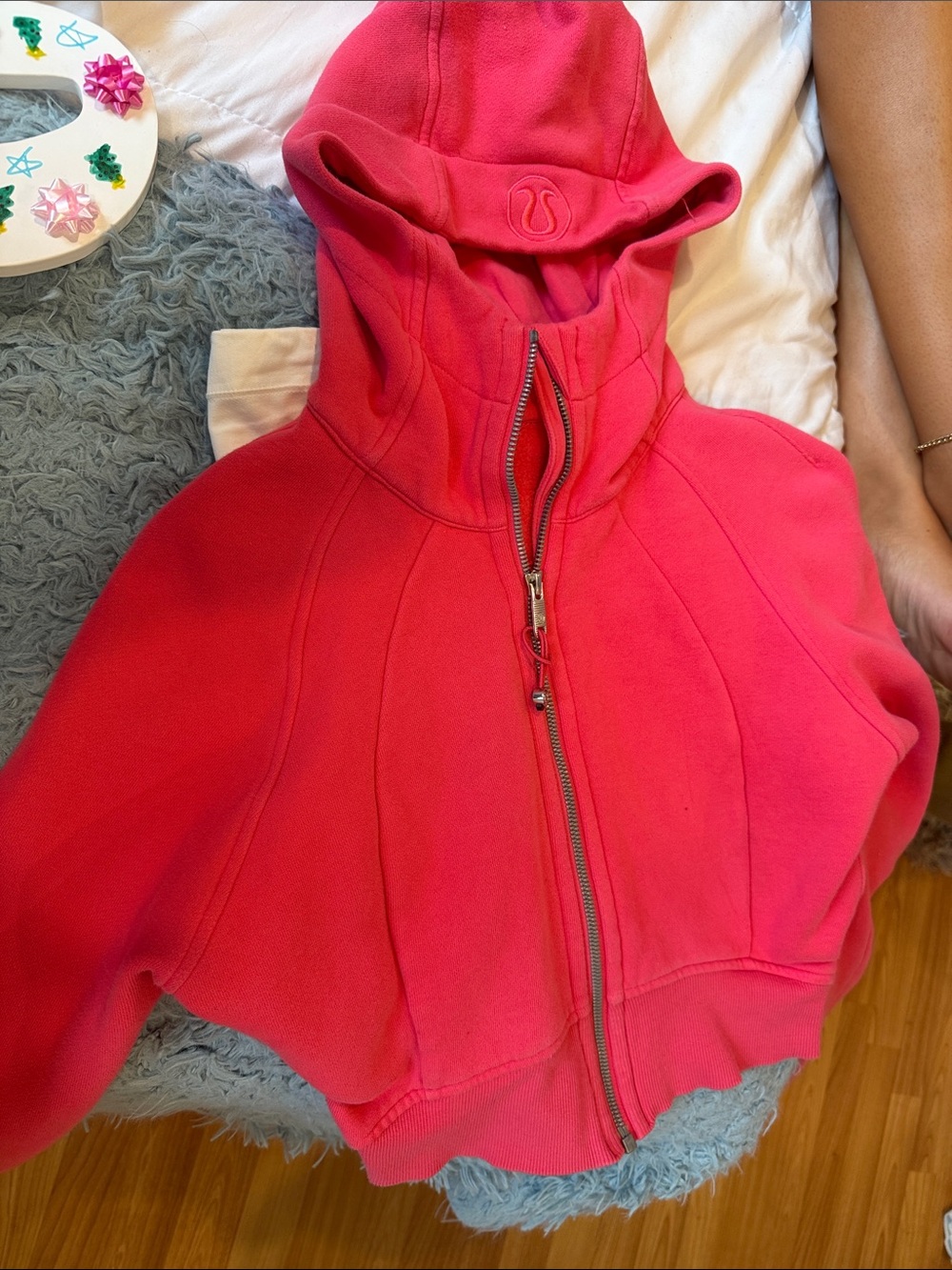lululemon athletica Bright Pink Hooded Zip Bomber Jacket
